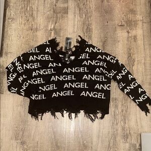 Black ANGEL Frayed Sweater